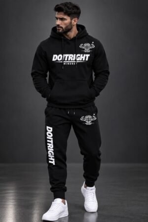 DOITRIGHT Men Track Suit Black & White