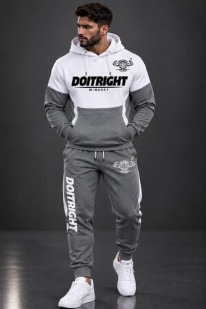 Grey & White Color Track Suit DOITRIGHT