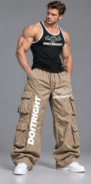 BLACK DOITRIGHT TANK TOP & OVERSIZE Hardcore Brown Pant