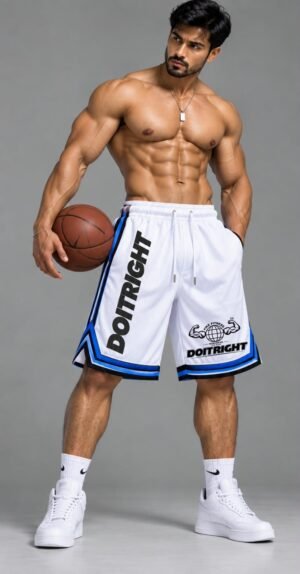 White Color DOITRIGHT Basketball Short