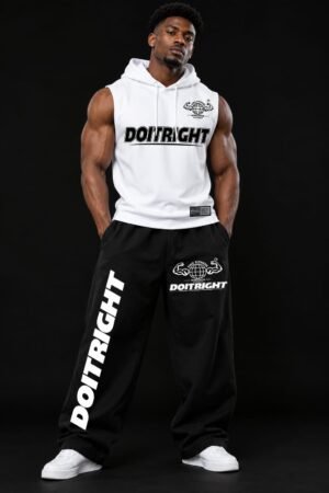 White Hoodie Over Size Black Pant DOITRIGHT