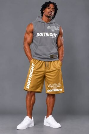 GREY HOODIE Cut Yellow Short DOITRIGHT