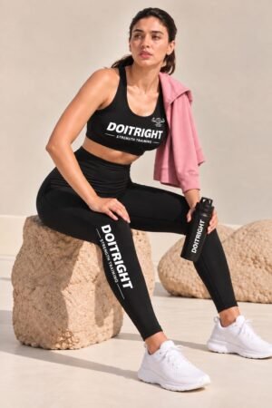 DOITRIGHT FULL SET PINK Hoodie+BLACK COLOR COMPRESSION WORKOUT WEAR