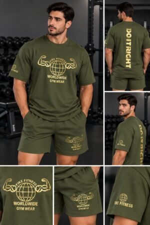 DOITRIGHT GREEN AND GOLD COLOR WORKOUT WEAR