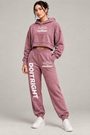 DOITRIGHT Cropped Pale Pink Color Workout Wear