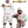 DOITRIGHT WHITE AND GOLD COLOR HOODIE AND SHORT