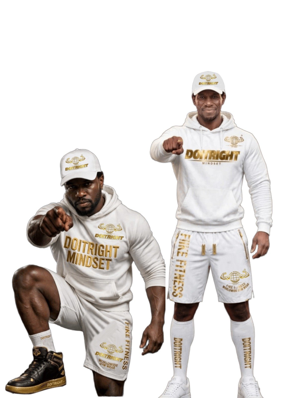 DOITRIGHT WORKOUT WEAR WHITE HOODIE + WHITE SHORT+ CAP, FULL SET KIT  , DOITRIGHT  SOCKS